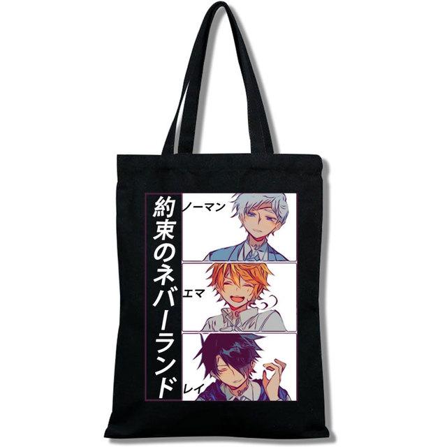 

Yakusoku-Girls Neverland Сумка для покупок с принтом Модная повседневная большая сумка 24*26cm