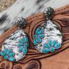 Bohemian Water Drop Alloy Inlaid Turquoise Earrings, Vintage Wind Earrings Earrings