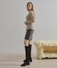 ETMON Slit Sleeve Side Strap Knit Top Beige