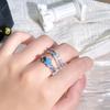 Blue Enamel Oil Drop Flower Bow Star Opening Ring Women'S Niche High-End Light Luxury Ring