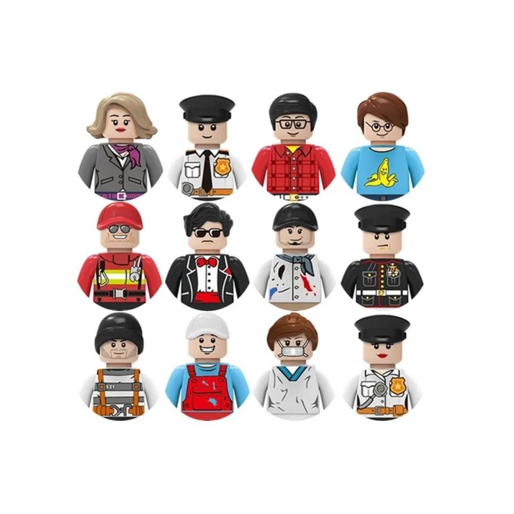 Stadt Charaktere Actionfiguren Bausteine Polizist Lehrer Feuerwehrmann Beruf Mini Figur Puppen Bricks Set Kinderspielzeug