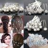 20Pcs Women's Wedding Bridal Faux Pearl Rhinestone Flower Hairpins Hair Clips