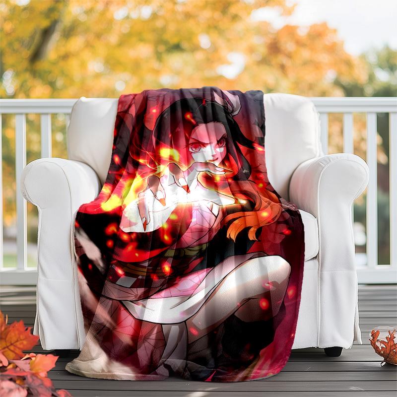 1pc nezouko Theme Blanket - Digital Print, Polyester, Cozy for All Seasons, Perfect for Outdoor, and Travel