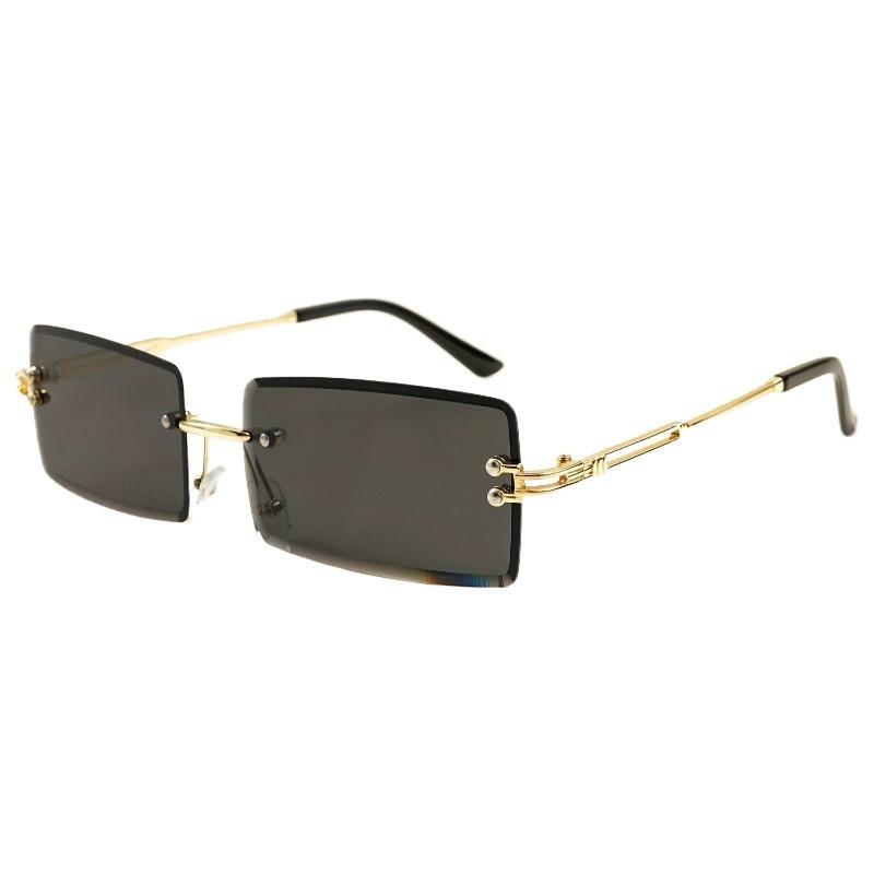 1 Pair Men's Retro Square Fashion Glasses Lightweight Frameless Design Casual Attire Stylish Frames Urban Style
