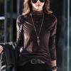 Gold Velvet Half Turtleneck Black Long-sleeved Bottoming Shirt For Women In Autumn And Winter With New Style American Retro T-shirt