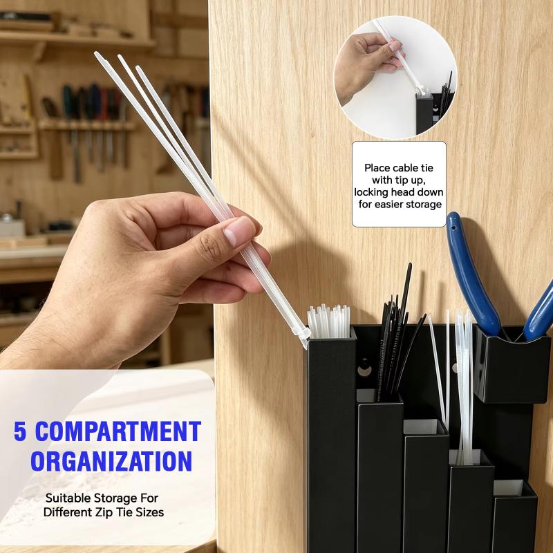 1Pcs Wall Mount Cable Tie & Tool Organizer 4/5-Slot Holds Multi-Size Zip Ties For Garage Workshop Accessories
