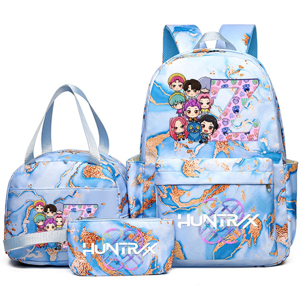 3Pcs/set 26 English Letter K-pop Printed Backpack Handbag Pencil Case for Teenager Student Girl Boy Bookbag Schoolbag Women Large Capacity Travel Bag