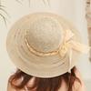 Summer New Women's Versatile Sunshade Hat Sunscreen UV Foldable Large Brimmed Grass Hat Bow Sun Hat Beach