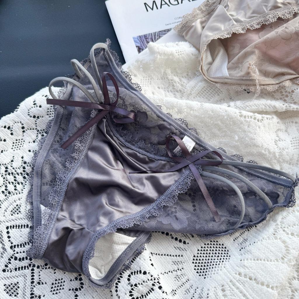 Ladies Spring and Summer Sexy Lovely Satin Mesh Line Underwear
