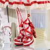 Lolita Shoes Women High Heels Sweet Japanese-Style Bow Pu Leather Shoes Women Rhinestone Cosplay Shoes