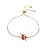 NEWBUY New Arrival Bling Bling Cubic Zirconia Chain Red Crystal Heart Charm Bracelets For Women Party Jewelry