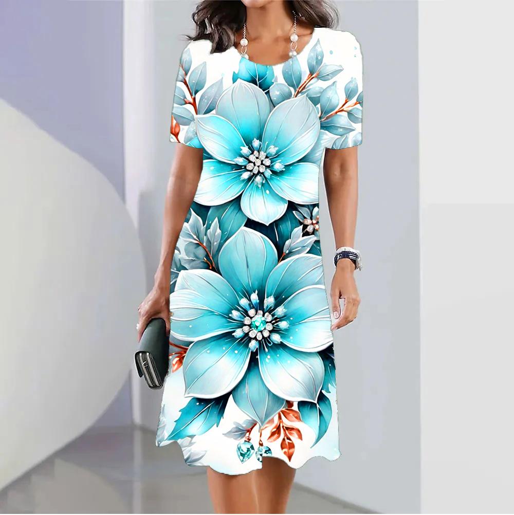 Módní Lebka 3D tisk Dámské šaty Legrační hororový vzor Ležérní šaty A-line Léto Krátký rukáv Dámské letní šaty s výstřihem