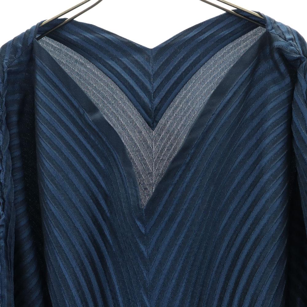 ISSEY MIYAKE Long Sleeve 3D Steam Stretch Deformed Top Cut 2 Navy Women Used
