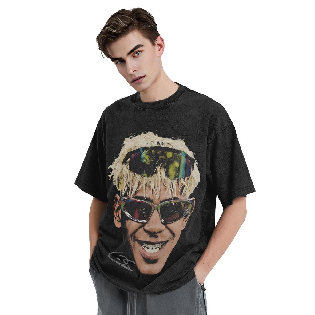 Lamine Yamal No19 Washed Distressed Football Graphic T Shirt Hip Hop Oversized Unisex Short Sleeve Summer Streetwear Fan Tee