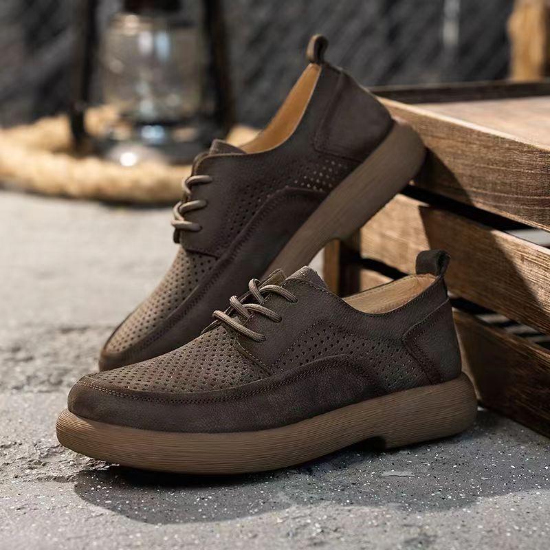 Spring and Summer New Men's Shoes Breathable Retro Leather Shoes Men's Comfortable Trend Versatile Casual Shoes