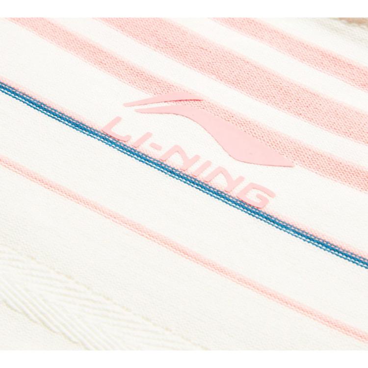 Li Ning Sports Lifestyle Series Striped Round Neck Comfortable Breathable Versatile Casual Short Sleeve T-Shirt Women T-Shirt Off-White AHSU346-1