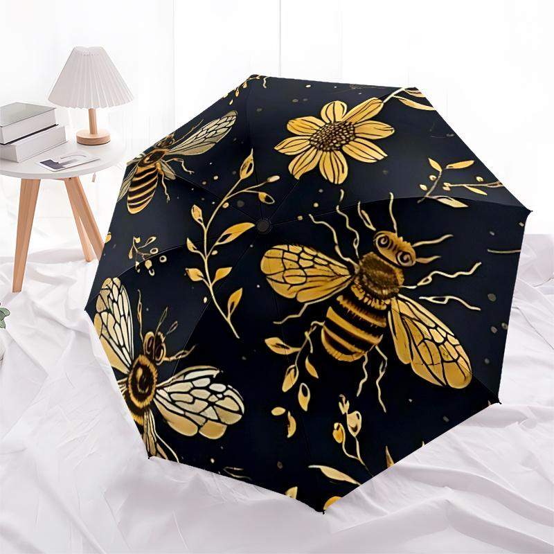 1pc Bee FloralAutomatic Open/close Umbrella, 8-Rib Sturdy Structure, Portable Travel Umbrella, Parties, Everyday Usec106