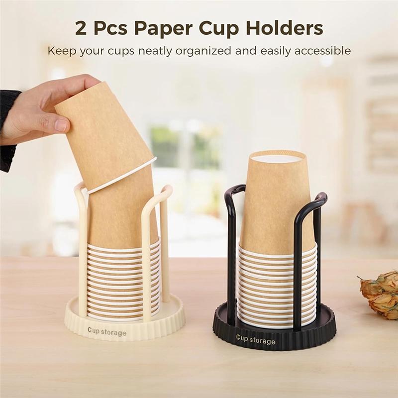 ABWR-2 Pcs Paper Cup Dispensers Set Disposable Paper Cup Storages, Bathroom Cup Dispensers Set Countertop Coffee Cup Organizers