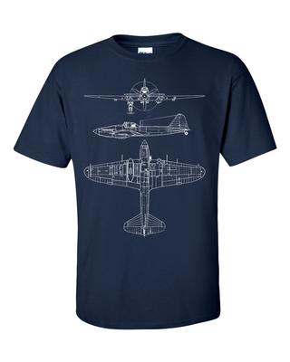 Ilyushin IL2 Sturmovik WW2 Aircraft Technical Drawing Blueprint T-shirt