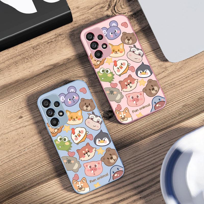 Cute Animal White For Samsung Galaxy S10 4G S20 11E 30 S21 21Fe 22 S24 Pro S23 Ultra 5G S8 S9 Tempered Glass Phone Case