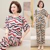 Plus Size Women's Summer Cotton Pajama Set - Short-Sleeved Homewear for Middle-Aged & Elderly