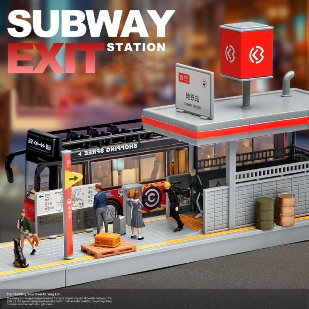 Simulated Miniature Subway Station Figure Display Architecture Scene Model Children Gift