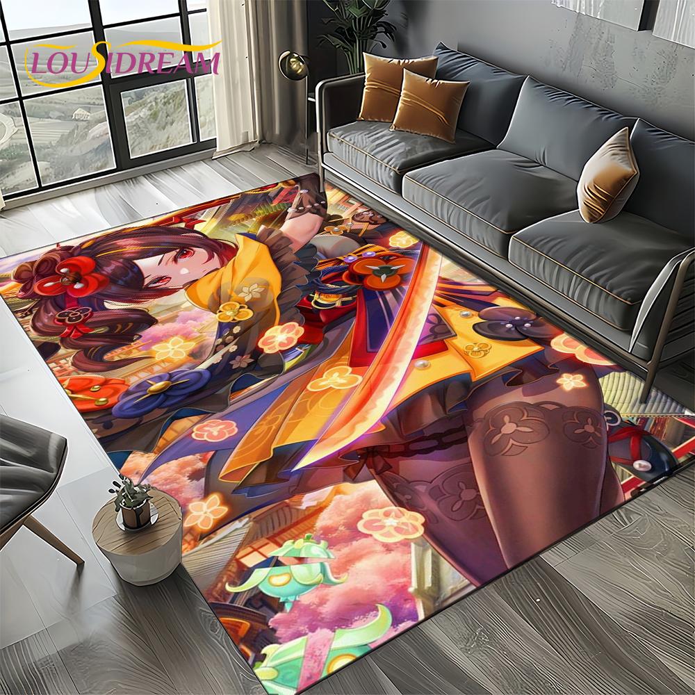 2025 New Cartoon Genshin Impact Character Solo Game Carpet Rug for Living Room Bedroom Home Sofa Decoration,Non-slip Floor Mat