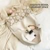 Large Capacity Shoulder Bag High-Quality Lace Splicing Handbag Canvas Tote Bag Fresh Cotton Tote Bag For Short Trip Shopping