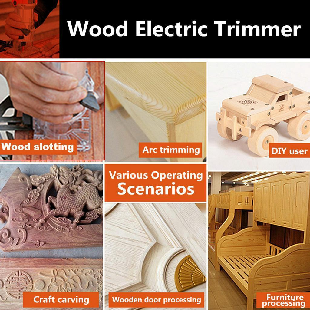 Holz Elektro-Trimmer Holz Laminat Handfräse 35000 U/min Elektrischer Handtrimmer Kantenverbindungsfräser Holzbearbeitungswerkzeug 1280W