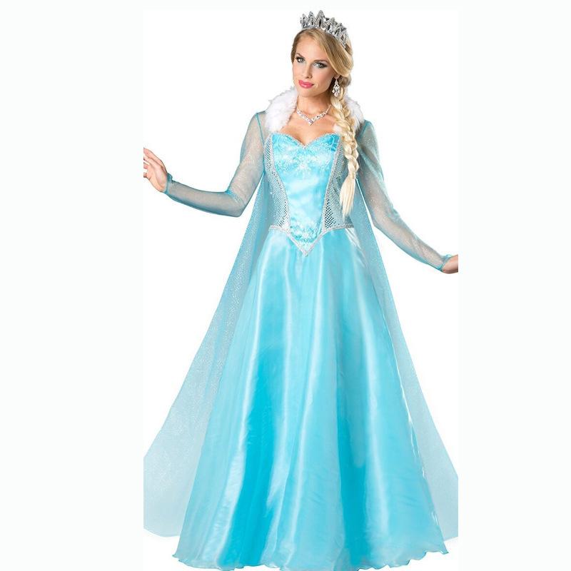 Costume Halloween Adulto Frozen Cosplay Maschera Vestito Principessa Elsa Anna Vestito