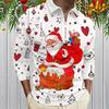 Festive Season! Christmas Print Long Sleeve Polo, Zip Collar Holiday Top