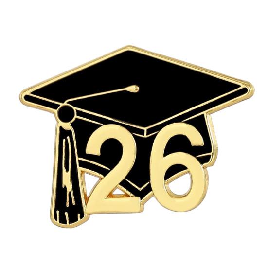Broche Épingle de Diplôme 2026, Broche à Revers Émail Chapeau de Diplôme Étoile Rouleau de Papier, Badge Commémoratif Classe de 2026 pour Lycéen Étudiant Universitaire