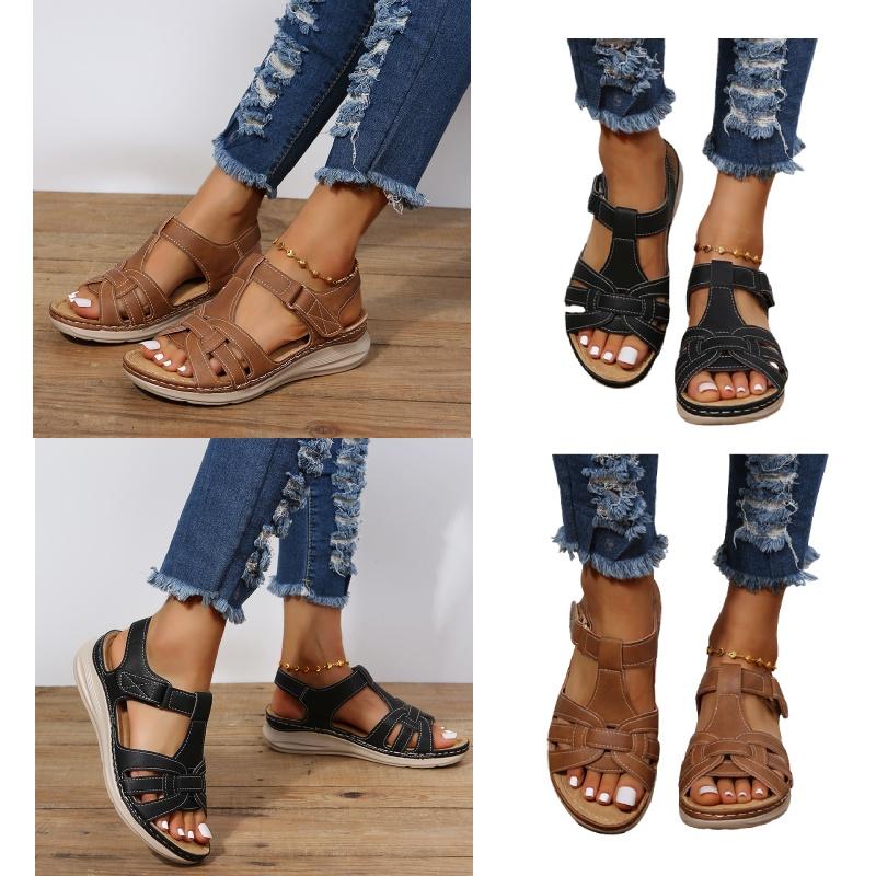 Grenzüberschreitende Mode im römischen Stil Vintage Damen-Sandalen mit weicher Sohle und bequemem Keilabsatz