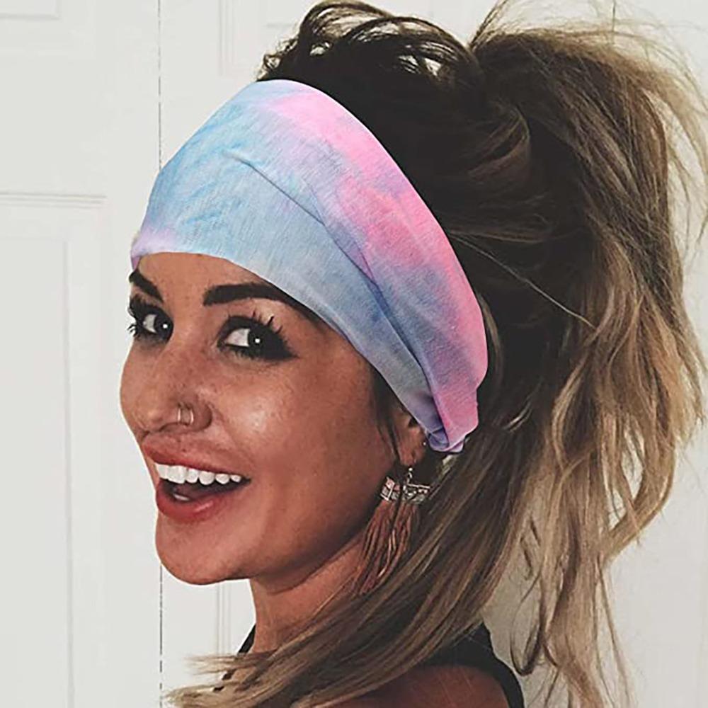 Face Washing Tie Dye Headbands Headwear Fitness Elastic Headband Soft Yoga Headband  Girls