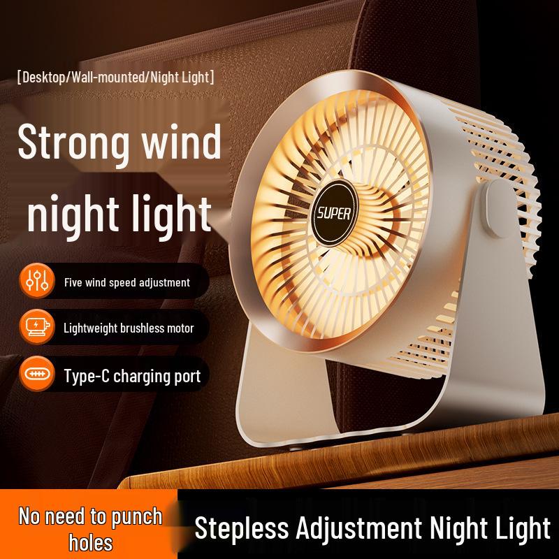 

Portable Silent USB Fan with Night Light - Ideal for Home, Dorm, or Office Dual Use - Silent Brushless Motor [1200mAh]