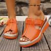 Fashion Peep Toe Linen Wedge Mule Sandal Woman Casual Platform Slide Slipper Ladies Summer Outdoor Thick Sole Slip-on Shoes Brand Design