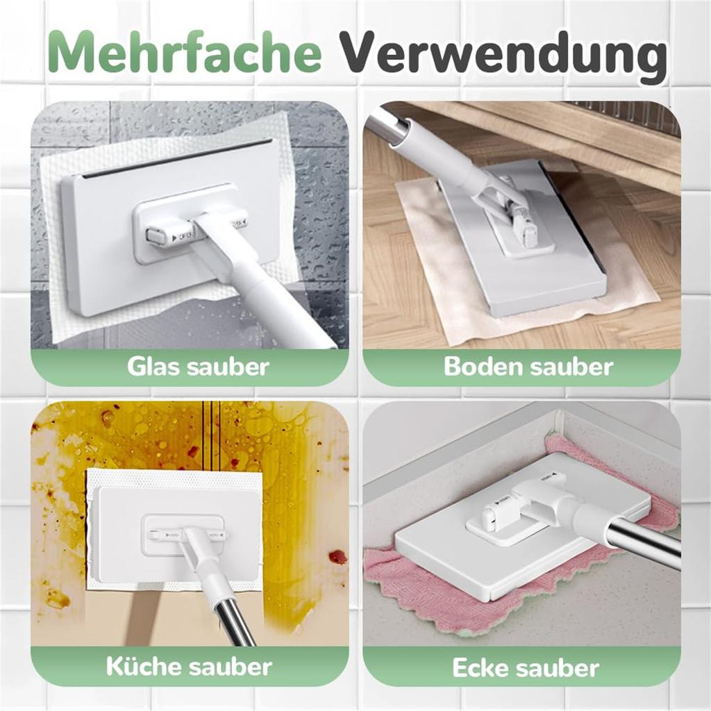 Mopp mit Druckklemmsystem, kein Händewaschen, Ein-Knopf-Wechsel, automatisches Klemmtuch