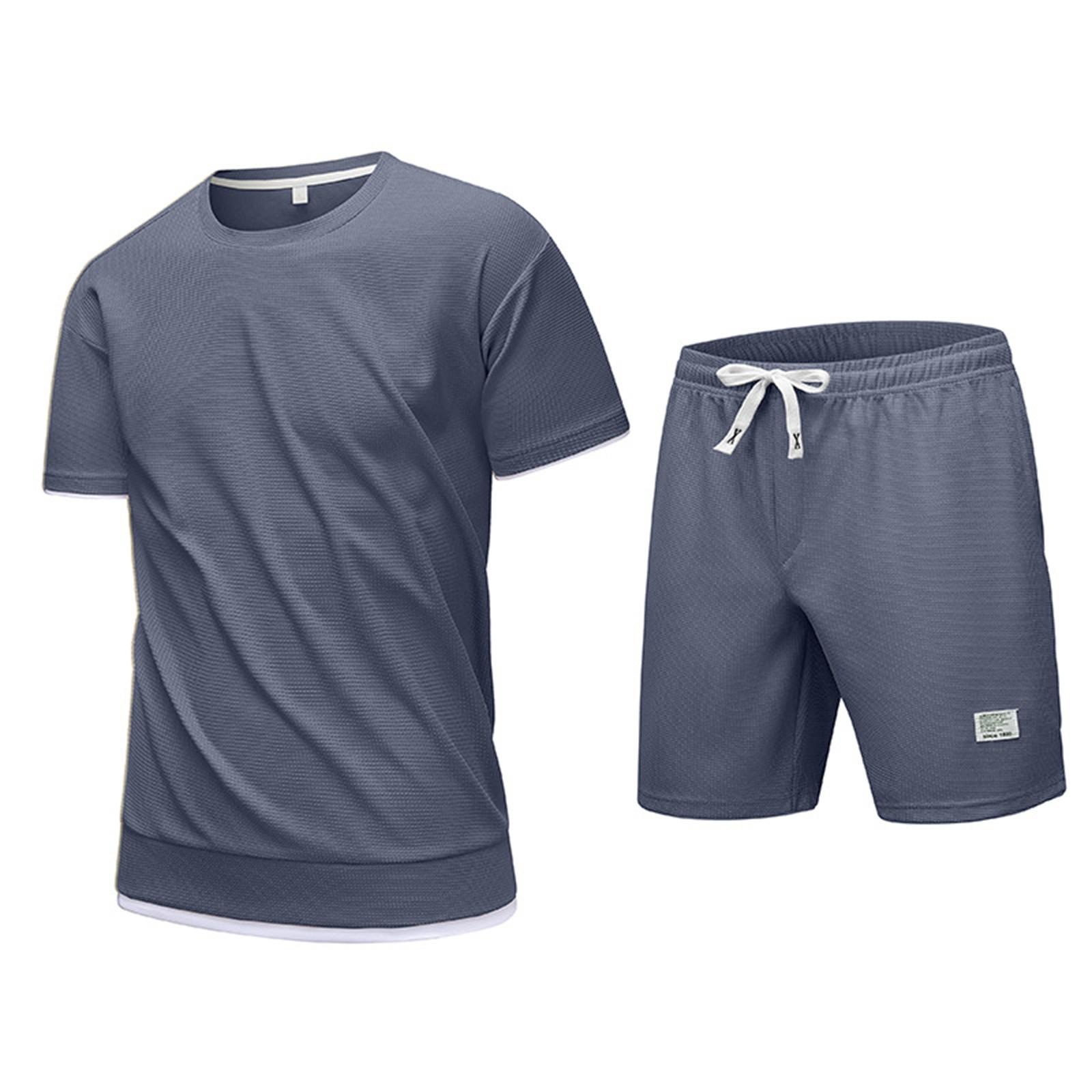 

Men s Summer Sports T-shirt Suit Daily Casual Short-sleeved Shorts Two-piece Suit S