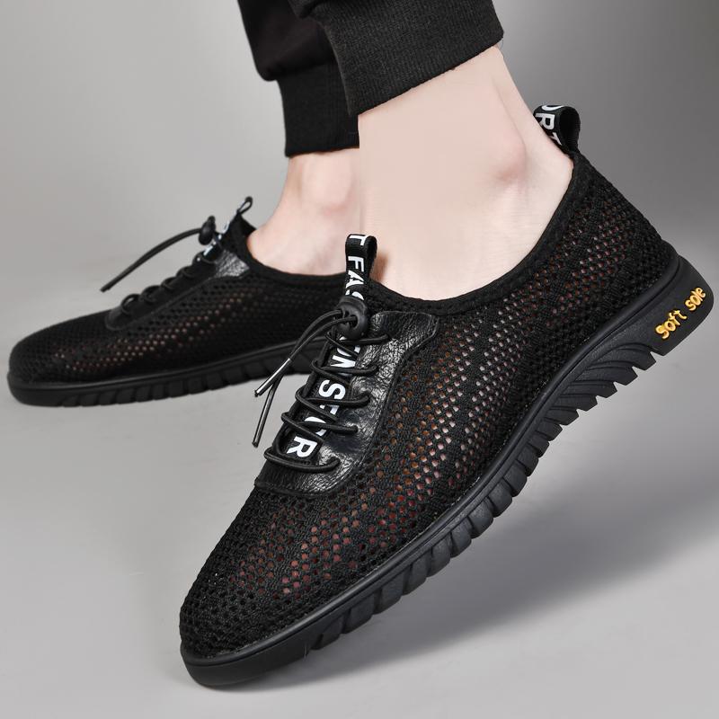 Brand Men Casual Summer Shoes 2024 Lightweight Casual Leather Shoes Men Comfortable for Men Driving Shoes Hollow Out Male Shoes