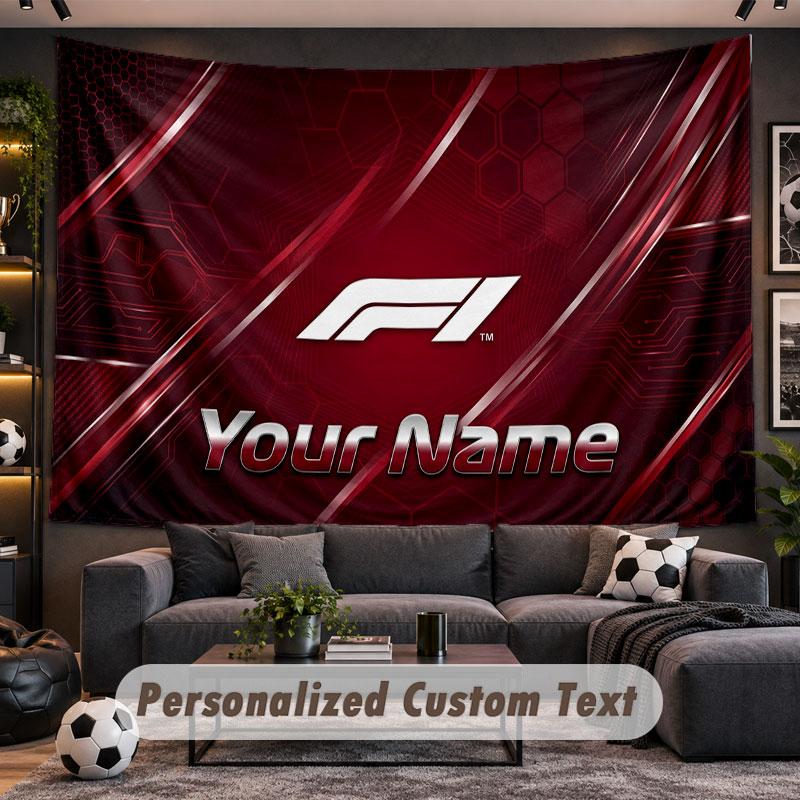 Wall Hanging Tapestry Custom NameF1 Pattern Personalized Printed Fabric Wall Decor