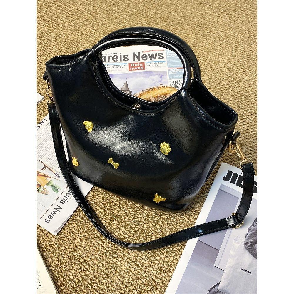 Retro Fashion Versatile Handbag Large Capacity Commuter Shoulder Messenger Bag Simple Vegetable Basket Bag Women