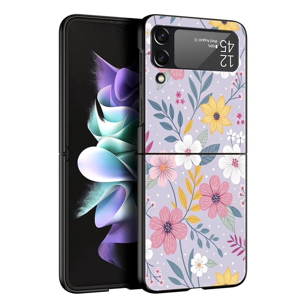 Handyhülle für Samsung Galaxy Z Flip 3 4 5 6 7 Faltbar Für Samsung Z Flip4 Flip5 PC Hartschalenhülle Stilvolles Design mit Blumenmuster