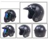 Retro Leather Motorcycle Half Helmet with Visor