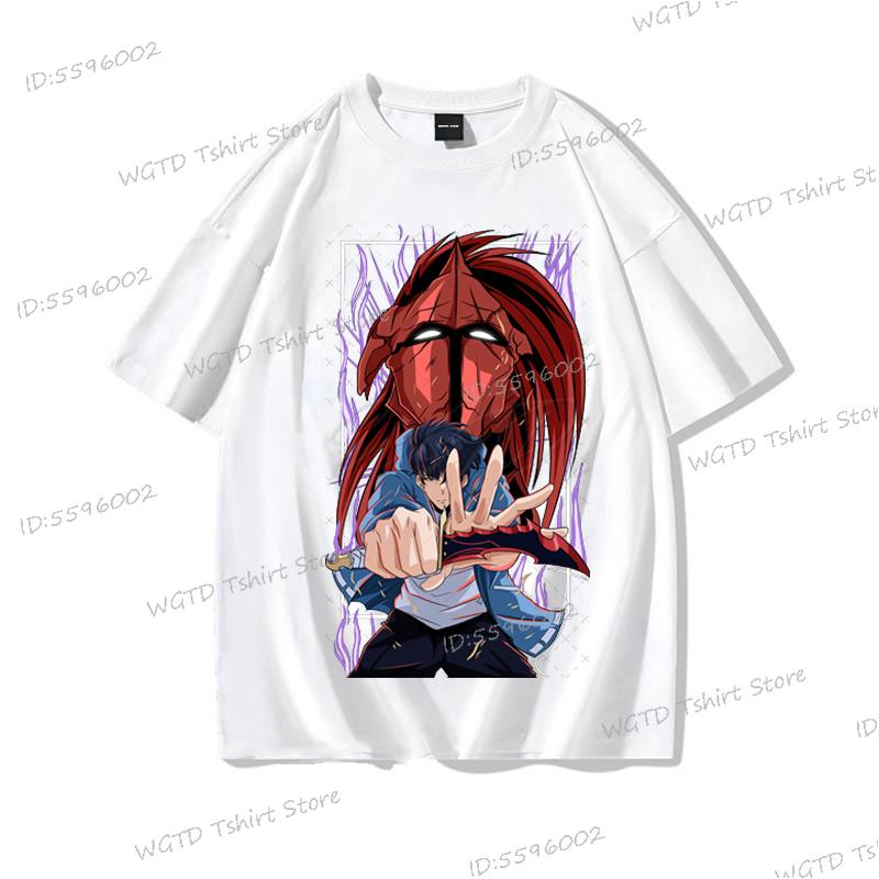 Anime Solo Leveling T Shirt Vintage Sung Jin Woo T-shirts Men Women Cotton Streetwear Short Sleeve Manga Solo Leveling Tops Tees