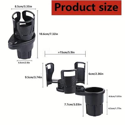360 Rotating Car Cup Holder Multifunction 4 In 1 Adjustable Dual Cup Holder Expander Adapter Car Cup Mount Mobile Phone Holder