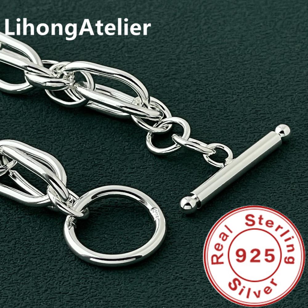 Classic 925 Silver Bracelet Double Link Bracelet For Women Men Jewelry Gift