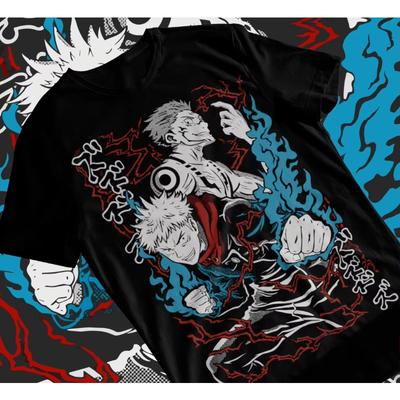 Tendance Été 2025 Cosplay Neutre Noir et Blanc T-shirt Ryomen Sukuna, Itadori Yuji, T-shirt Jujutsu Kaisen, Gojo Satoru, T-shirt