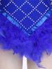 Body da Donna Scintillante con Strass e Piume Scollo a V Profonda Spalline Sottili Regolabili Body con Spalline Incrociate Schiena Scoperta per Nightclub Festa Spettacolo sul Palco