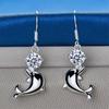 1 Pair of 925 Sterling Silver Cute Dolphin Zircon Pendant Earrings for Women's Wedding Accessories, Fashionable Jewelry Gifts