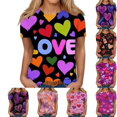 Women's Casual Fashion Valentine's Day Printed Short-Sleeve Top/T-Shirt